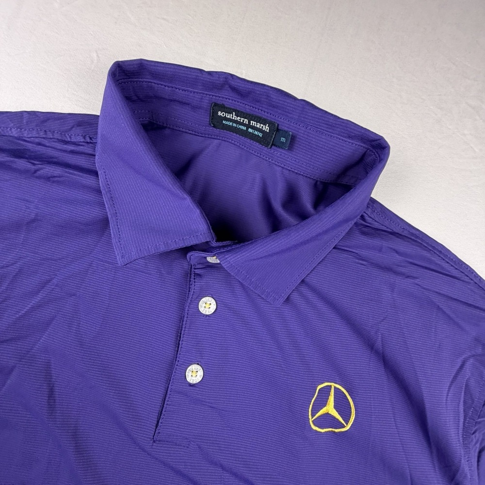 Southern Marsh Polo Shirt Mens Medium Purple Performance Golf Duck Mercedes LSU